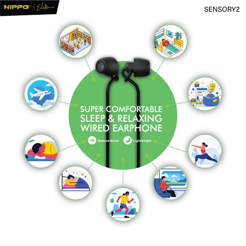 Hippo ASMR Sensory 2 Earphone Wired Headset Noice Reduction Sleep Black 5