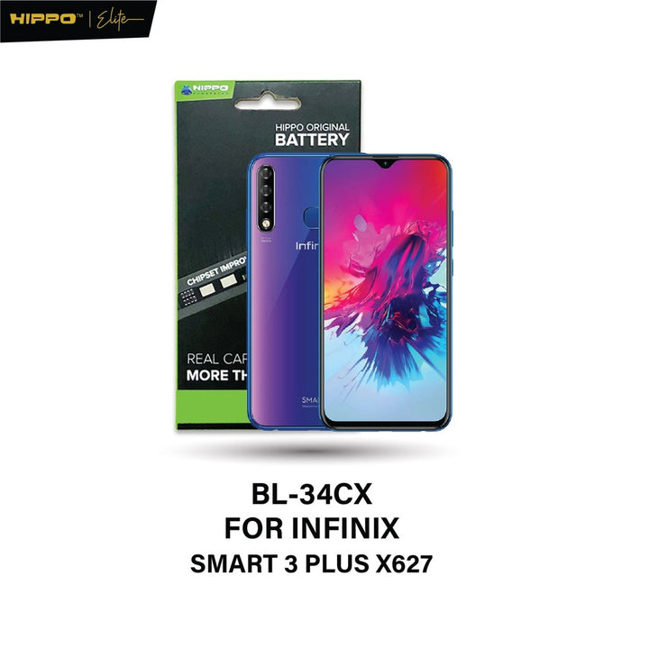 Hippo Baterai Infinix BL-34CX Smart 3 Plus X627 3500mAh Battery Batere Batrai Batre Original Cell
