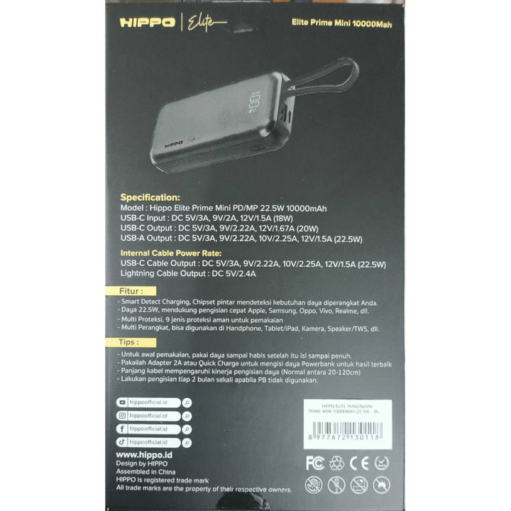 Hippo Elite Powerbank Prime Mini 10000mAh PD 22,5Watt  Flight Friendly 8