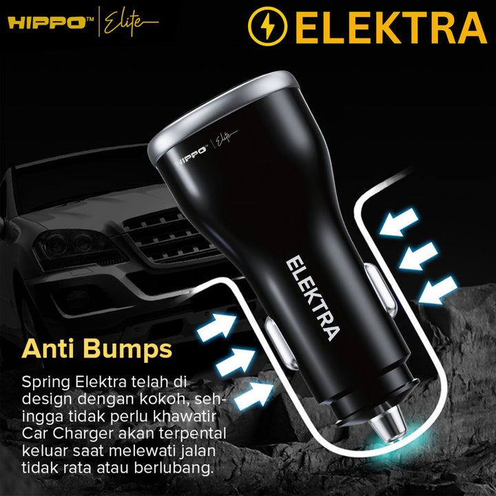Hippo Elite Car Charger Elektra PD Lightning USB A 3 Port Max 78W 3