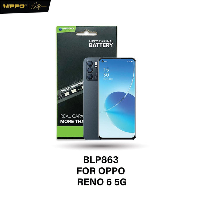 Hippo Baterai OPPO BLP-863 OPPO RENO 6 5G 4300mAh Battery Batere Batrai Batre Original Cell Garansi resmi