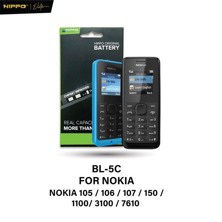 Hippo Baterai NOKIA BL-5C DOUBLE POWER 820mAh Battery Batere Batrai Batre Original Cell Garansi resmi