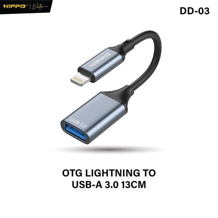 HIPPO OTG DD-03 13Cm USB A TO Lightning USB 3.0 Adapter Converter Plug Play Flashdisk Data untuk Iphone 7 8 X XR 11 12 1