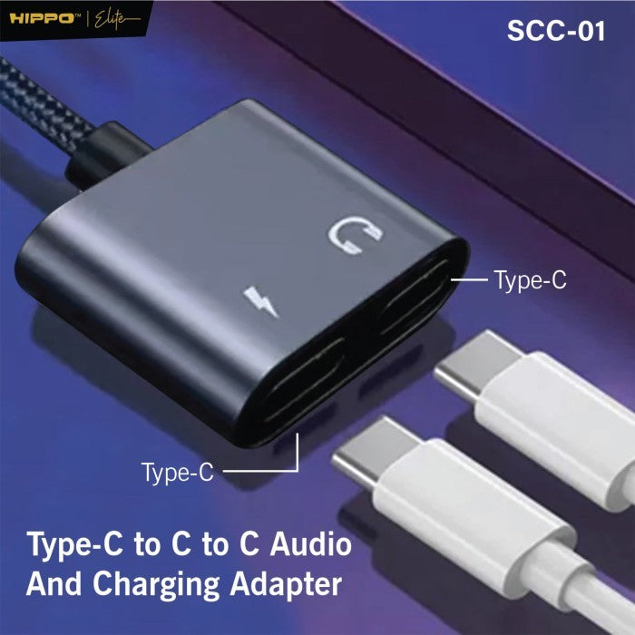 HIPPO Kabel SPLITTER SCC-01 Type C to Dual Type C Audio PD 60W Support Open Mic Fast Charging Converter 2 in 1 2
