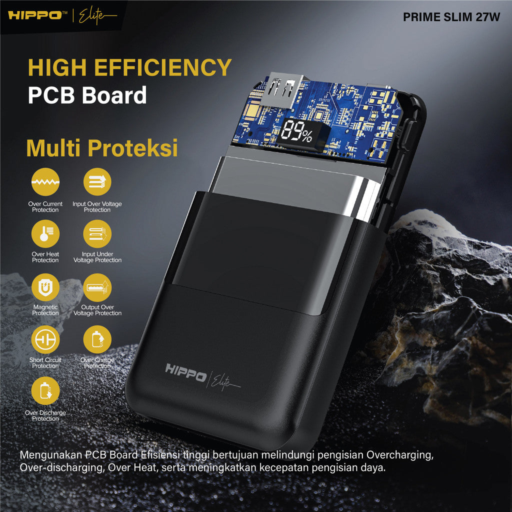 Hippo Elite PowerBank Prime Slim PD 27W 10000mah Super Slim 1.3cm Super Fast Charging for iphone Samsung Xiaom 8