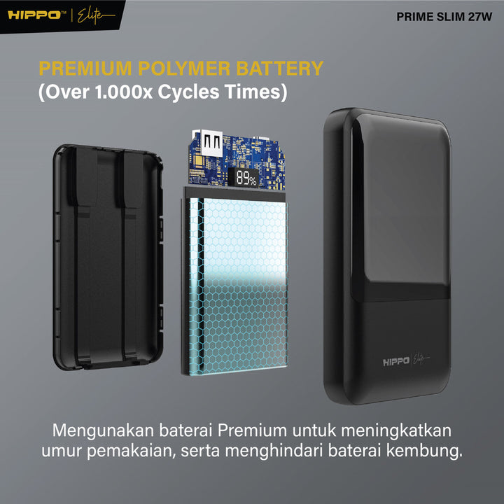 Hippo Elite PowerBank Prime Slim PD 27W 10000mah Super Slim 1.3cm Super Fast Charging for iphone Samsung Xiaom 6