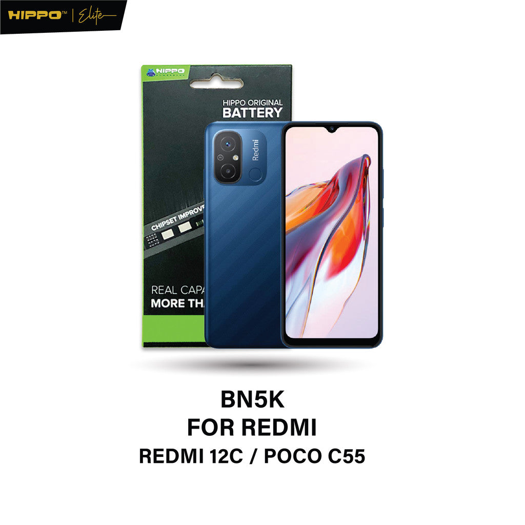 Hippo Baterai BN5K REDMI 12C / POCO C55 5000mAh Battery Batere Batrai Batre Original Cell Garansi resmi