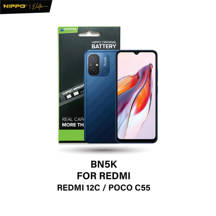 Hippo Baterai BN5K REDMI 12C / POCO C55 5000mAh Battery Batere Batrai Batre Original Cell Garansi resmi