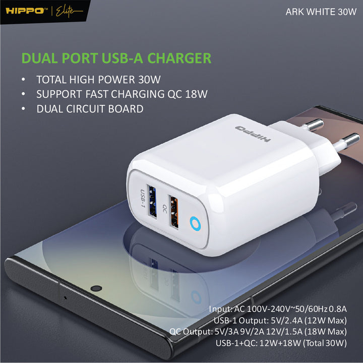 Hippo Adaptor Charger Ark 2 QC 30W 2