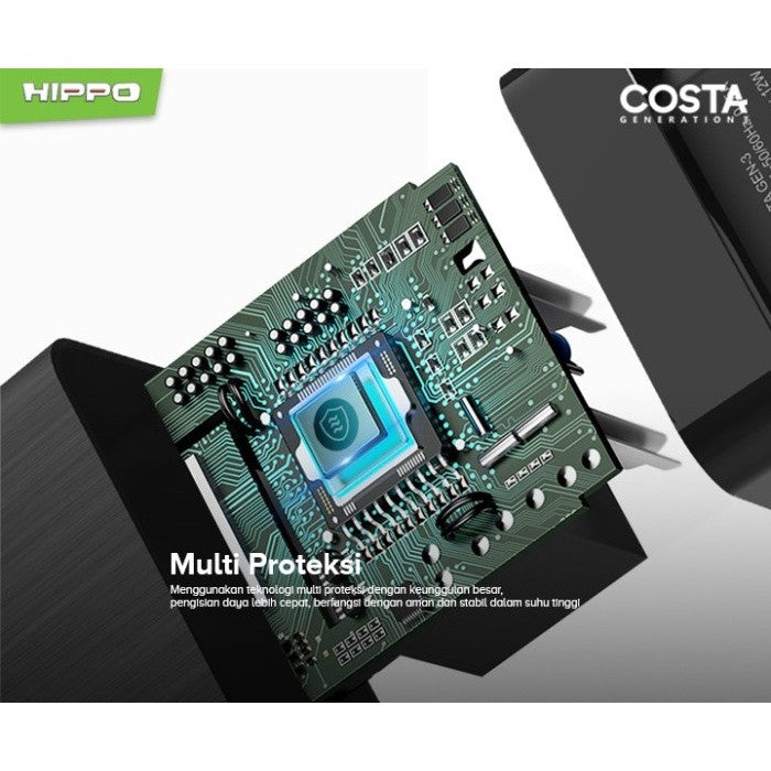 Hippo Adaptor Costa 3 2.4A 2 Port SDC USB Adapter Kepala Casan Colokan Charger Charging Rumah Type C Iphone Mi 6