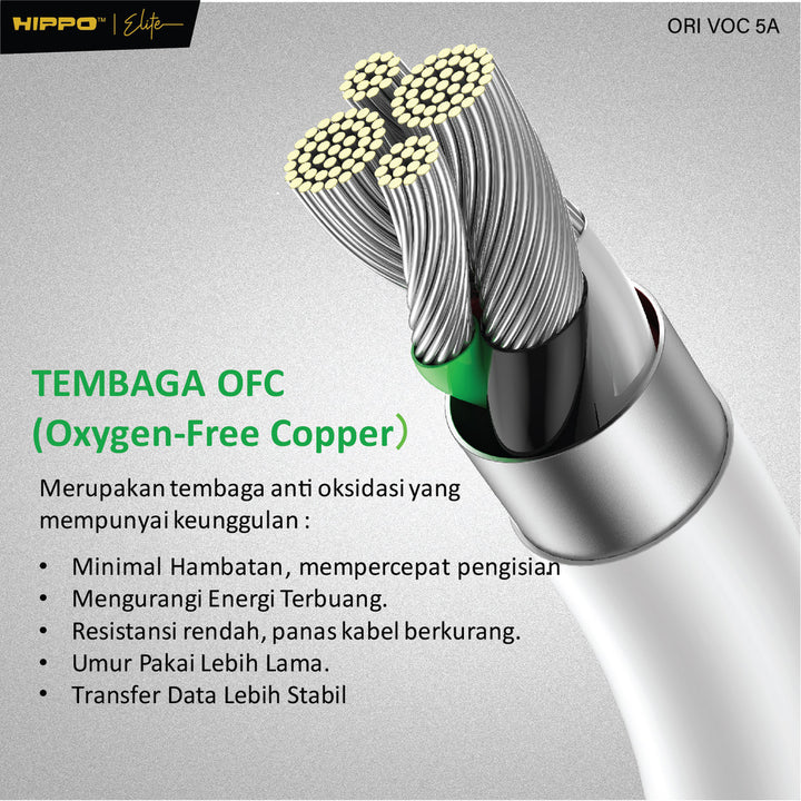 Hippo Elite Kabel ORI - SVC Micro 5A Max OPPO Super VOOC Cable Max Output 25W 6