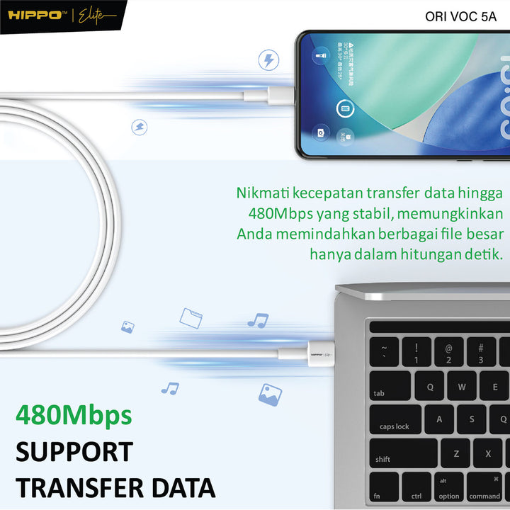 Hippo Elite Kabel ORI - SVC Micro 5A Max OPPO Super VOOC Cable Max Output 25W 4