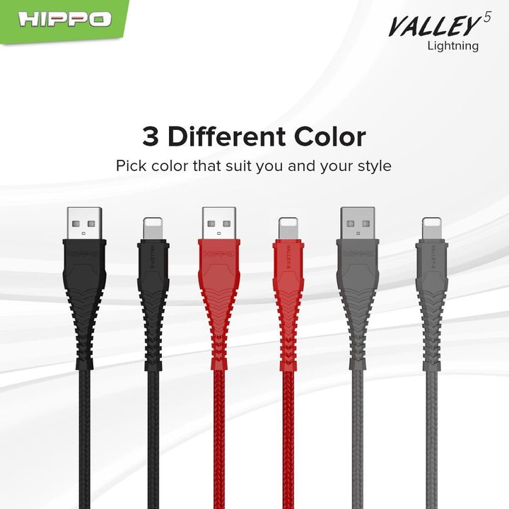 Kabel Data Hippo Valley 5 Lightning USB 2,4 A 100CM Quick Fast Charging Cable 6