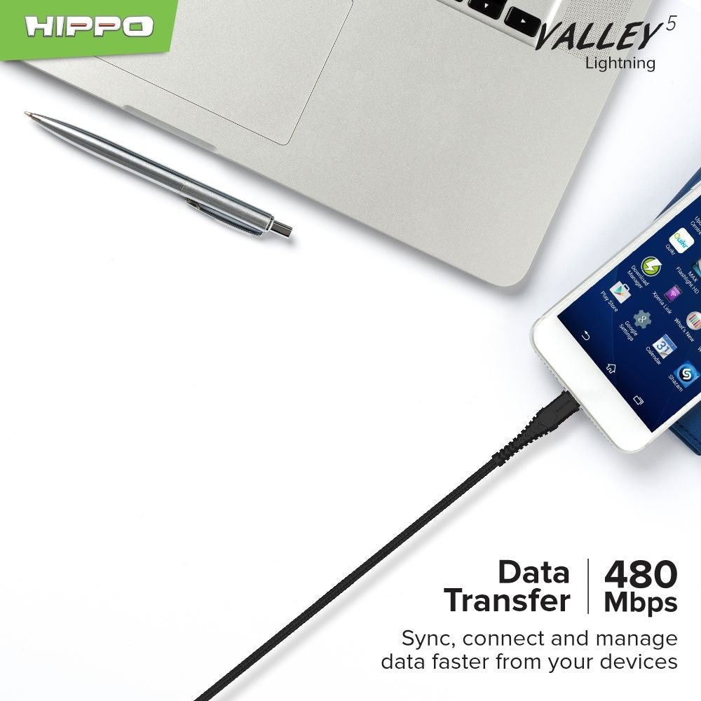 Kabel Data Hippo Valley 5 Lightning USB 2,4 A 100CM Quick Fast Charging Cable 7