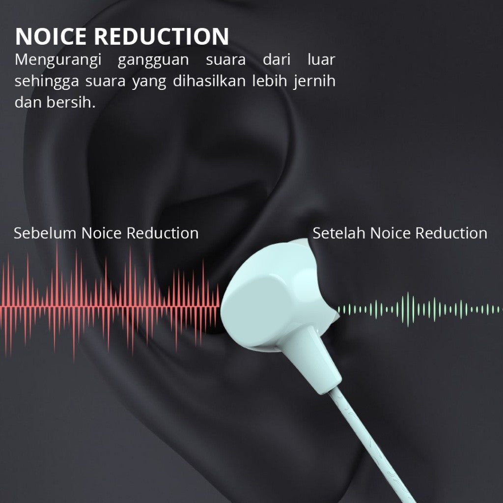 Hippo Earphone Funky Neo Macaroon Super Bass Jack 3.5mm Wired Handsfree Android Original Earbuds Headset 9