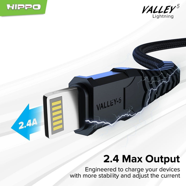 Kabel Data Hippo Valley 5 Lightning USB 2,4 A 100CM Quick Fast Charging Cable 5