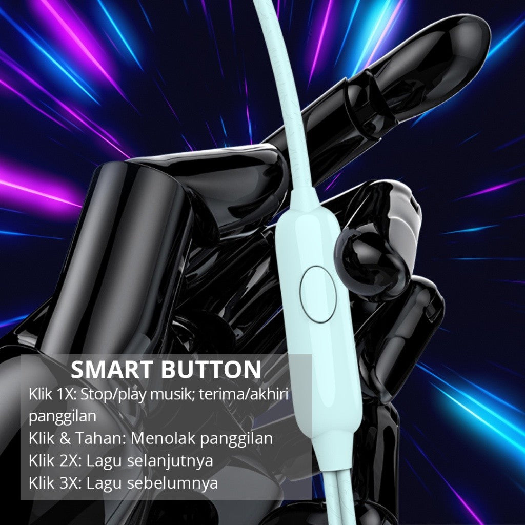 Hippo Earphone Funky Neo Macaroon Super Bass Jack 3.5mm Wired Handsfree Android Original Earbuds Headset 6