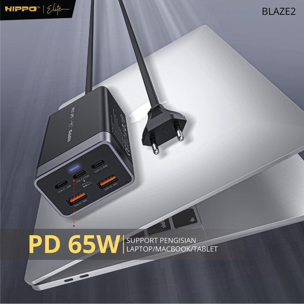 Hippo Elite Blaze 2 125W Adaptor Charger 5 port Support Laptop Bundle Kabel Braided 3