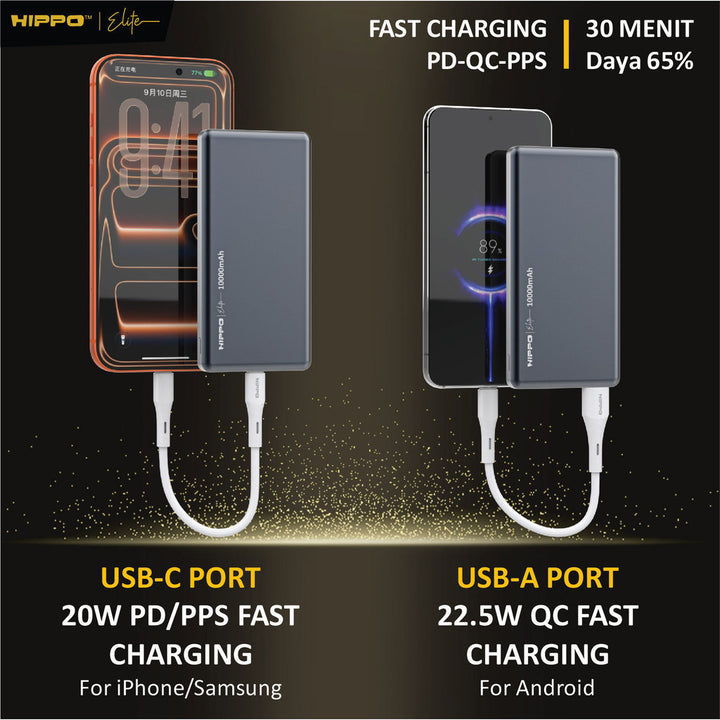 Hippo Elite PowerBank Ultra Slim US-01 10000 Mah 2 Port Output 1 Port Input Custom Laser Nama / Engraving 1 Si 4