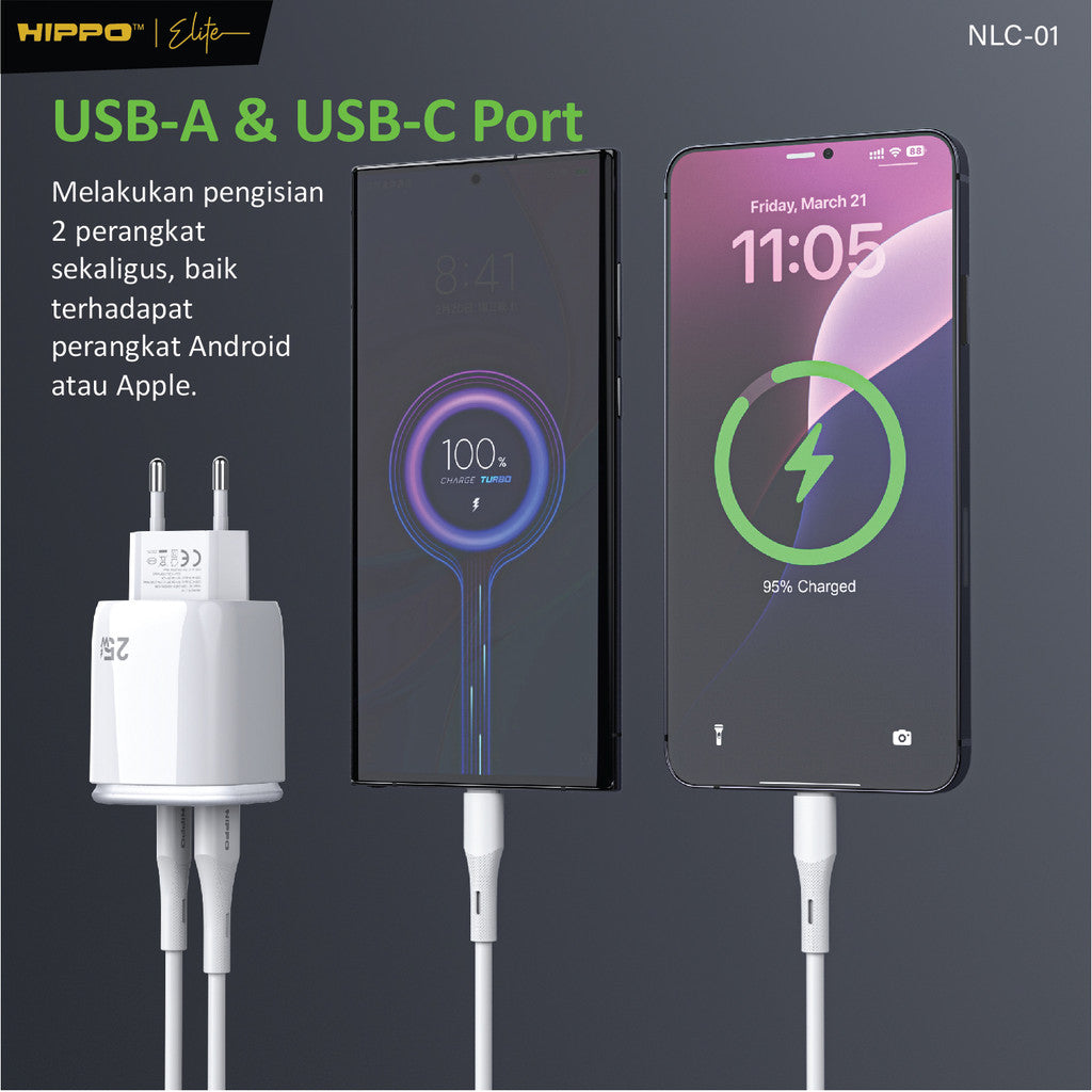 Hippo Adaptor Night Lamp Charger NLC-01 2 Port 25W 3