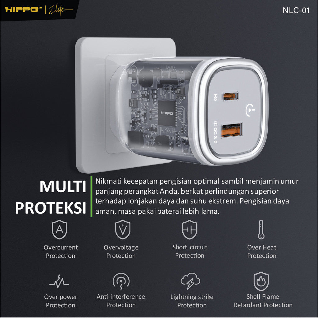 Hippo Adaptor Night Lamp Charger NLC-01 2 Port 25W 8