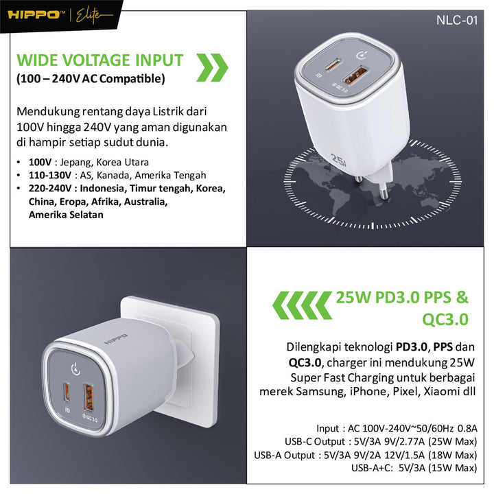 Hippo Adaptor Night Lamp Charger NLC-01 2 Port 25W 4