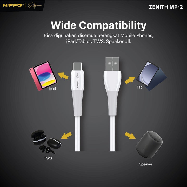 Hippo Zenith 2 MP 6.5A - 100W  Kabel Data USB Type C Super Fast Charging Multi Protocol Cable kabel Casan 2