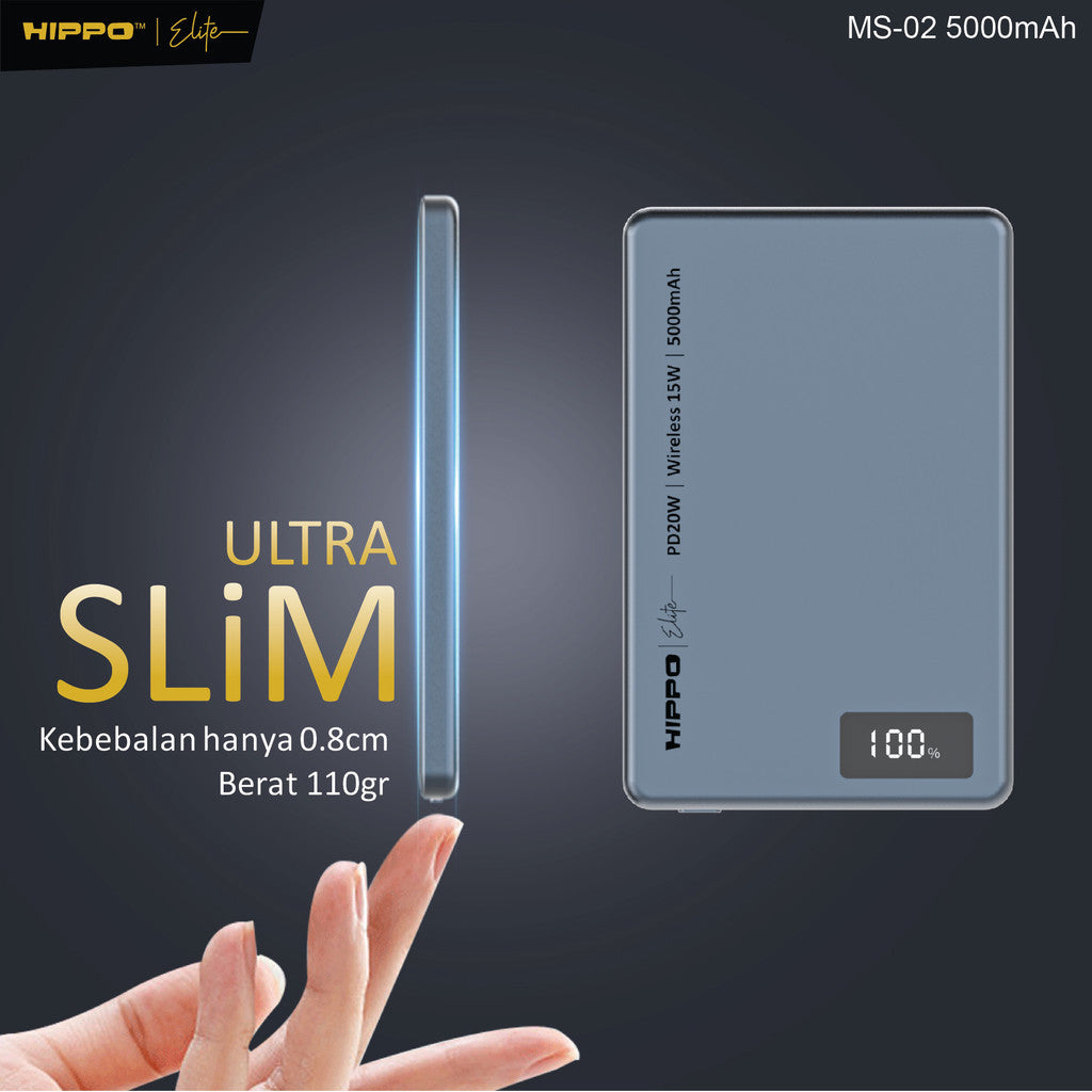 Hippo Powerbank MS-02 Wireless Magsafe Ultra Thin Fast Charging 15W PD 20W 2