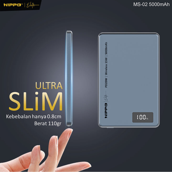 Hippo Powerbank MS-02 Wireless Magsafe Ultra Thin Fast Charging 15W PD 20W 2