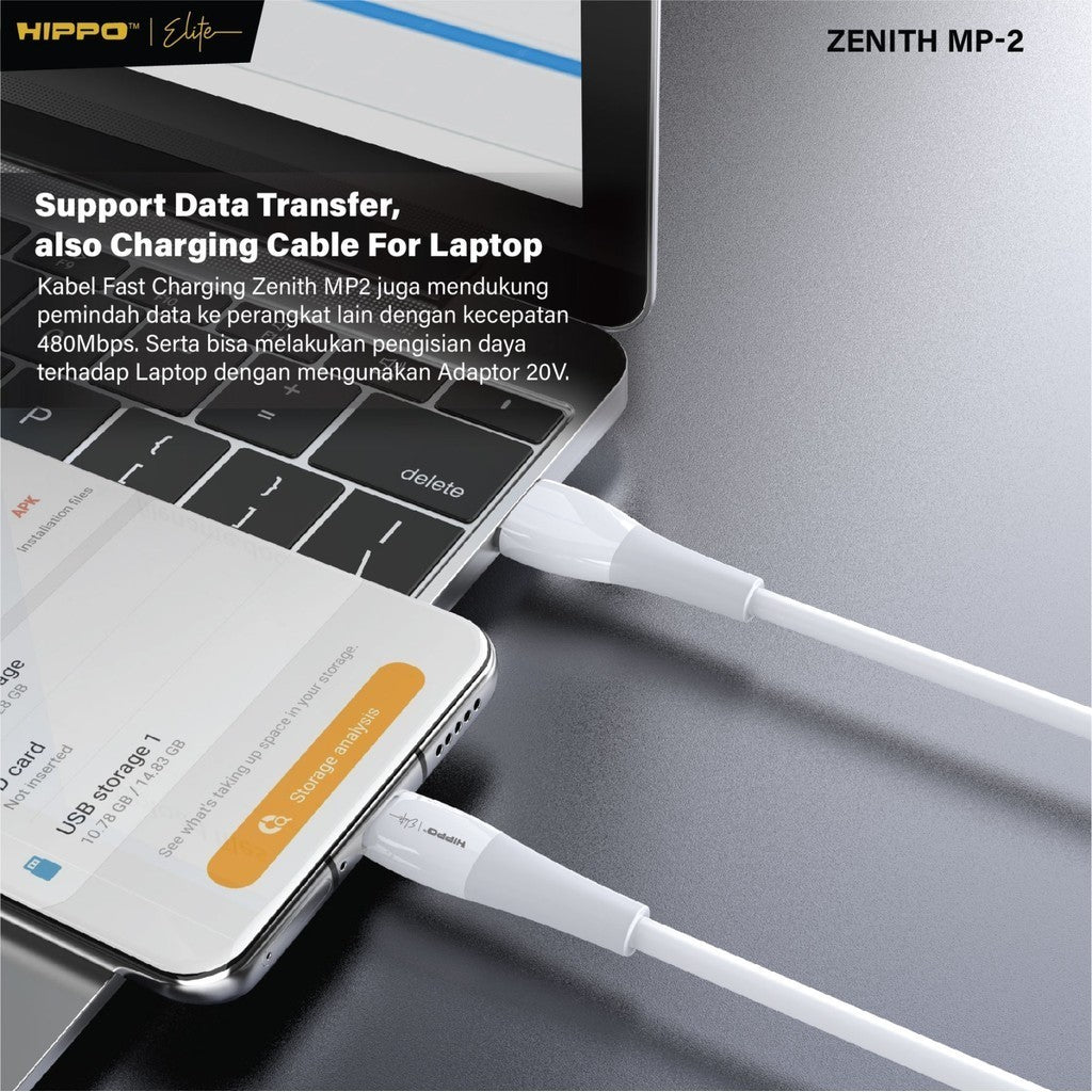 Hippo Zenith 2 MP 6.5A - 100W  Kabel Data USB Type C Super Fast Charging Multi Protocol Cable kabel Casan 6