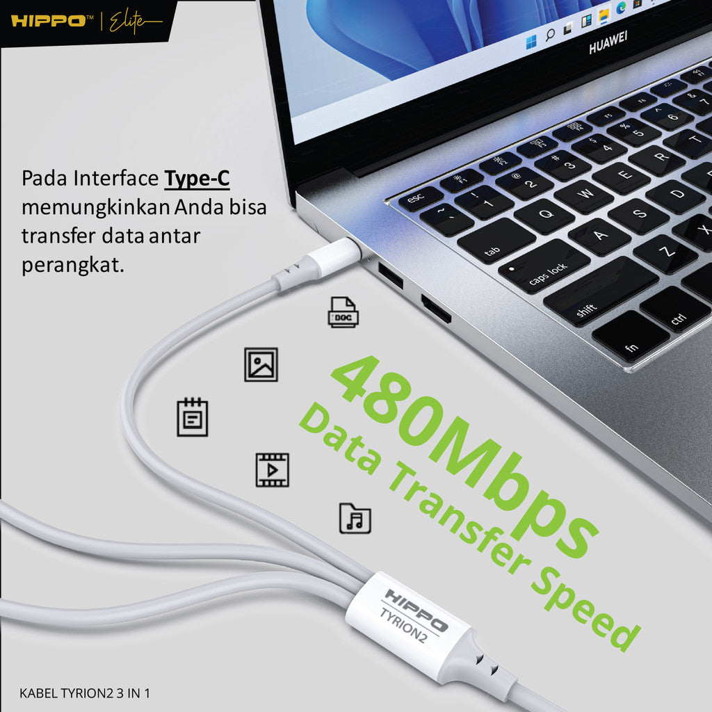 Hippo Tyrion 2 3in1 3A Fast Charging Kabel Data 7