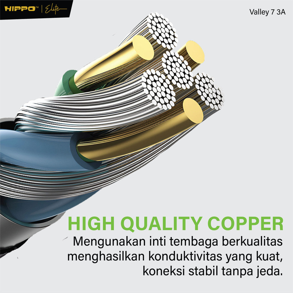 Hippo Kabel Data Valley 7 120CM 3A Fast Charging | Micro | Type-C | Lightning | C To C | C To L | Data Transfe 7
