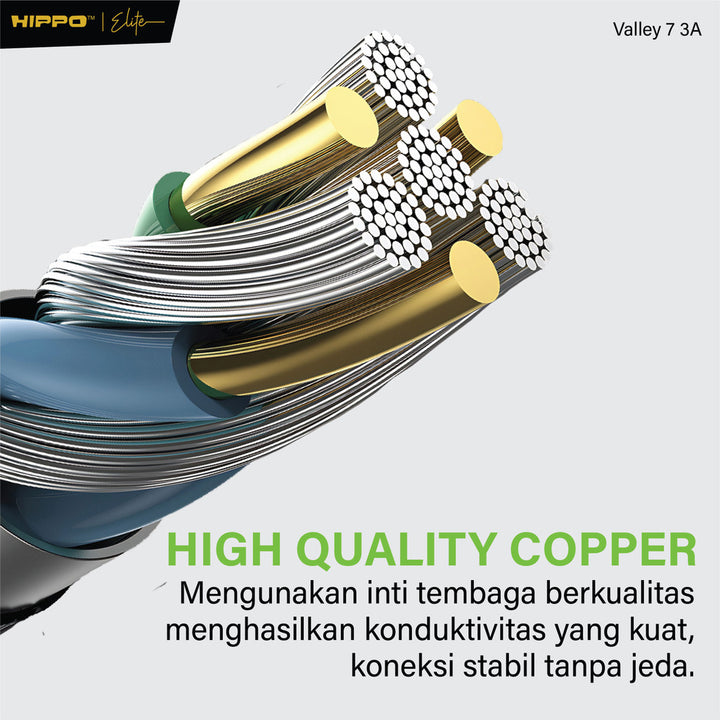 Hippo Kabel Data Valley 7 120CM 3A Fast Charging | Micro | Type-C | Lightning | C To C | C To L | Data Transfe 7