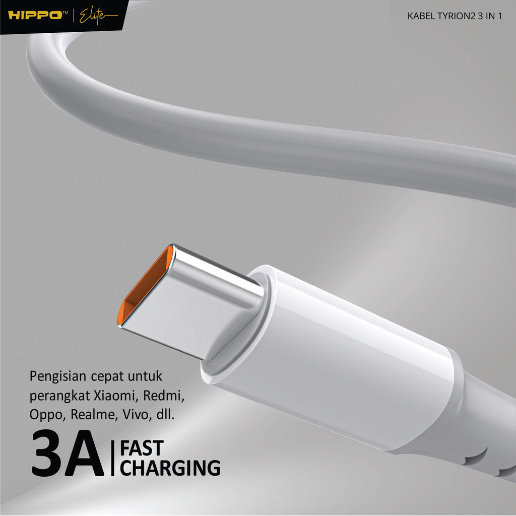 Hippo Tyrion 2 3in1 3A Fast Charging Kabel Data 4