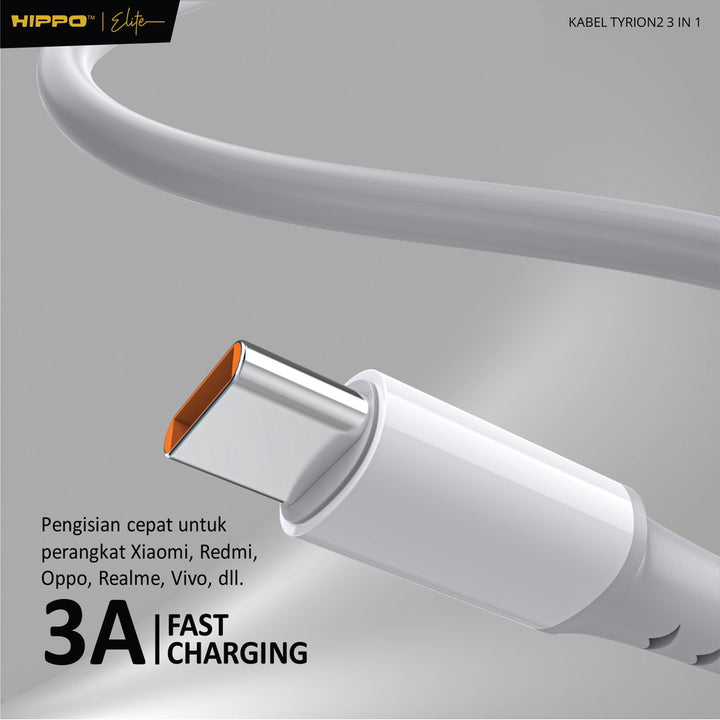 Hippo Tyrion 2 3in1 3A Fast Charging Kabel Data 4