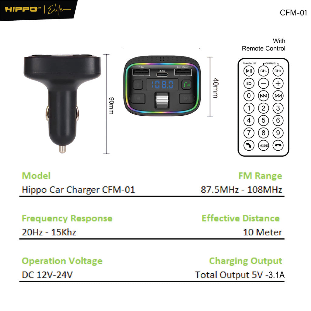 Hippo CFM-01 Car Charger FM Transmitter 9