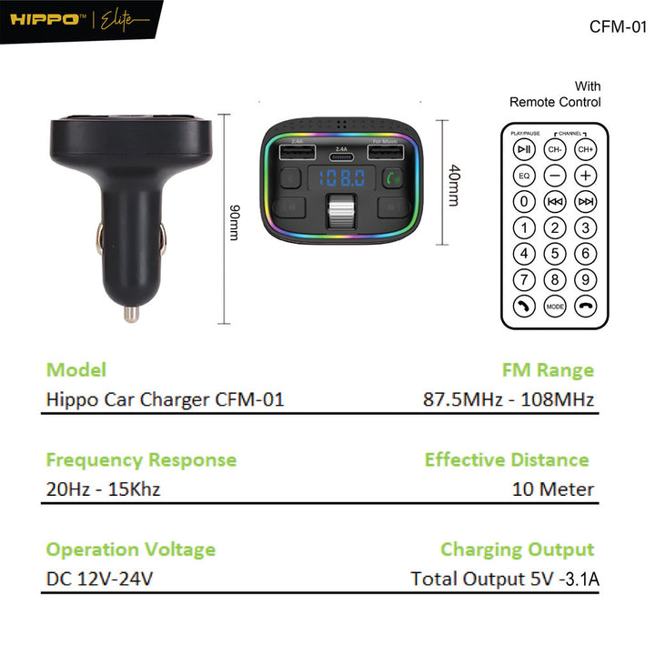 Hippo CFM-01 Car Charger FM Transmitter 9