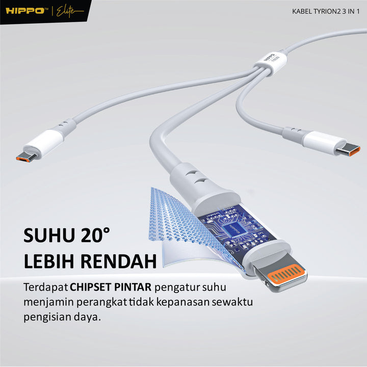 Hippo Tyrion 2 3in1 3A Fast Charging Kabel Data 8