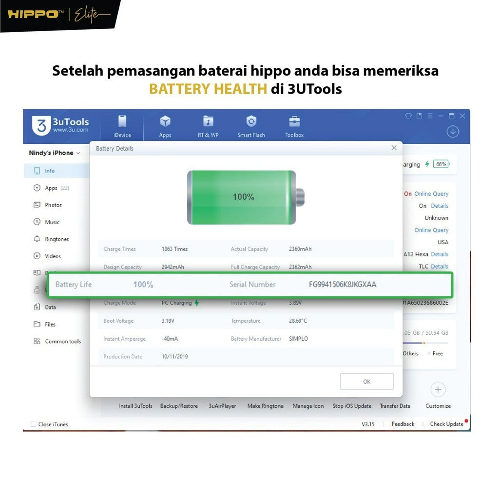 Hippo Baterai Nokia HE317 / HE316 Nokia 6 3000mAh Battery Batere Batrai Batre Original Cell Garansi resmi 8