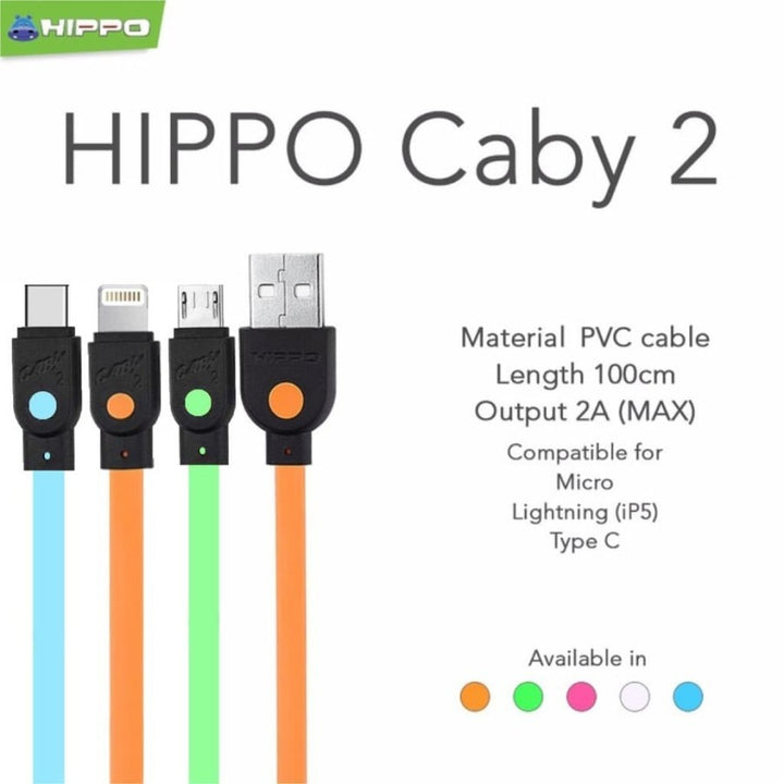 Hippo Kabel Caby Variant Micro Type C Lightning Data Cable USB 3A 2,4A 2