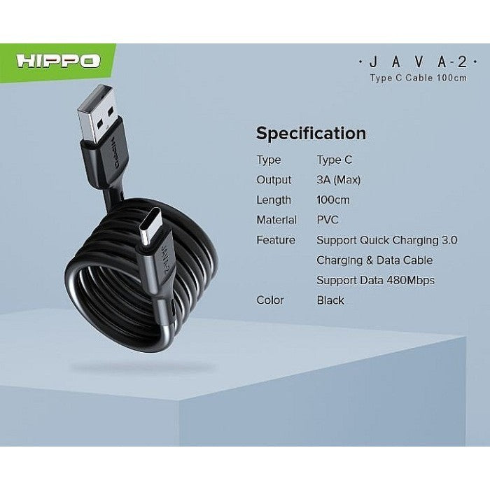 Kabel Data &amp; Charger Hippo Java 2 Micro Type-C Lightning 100cm - Quick Charging 3.0 4