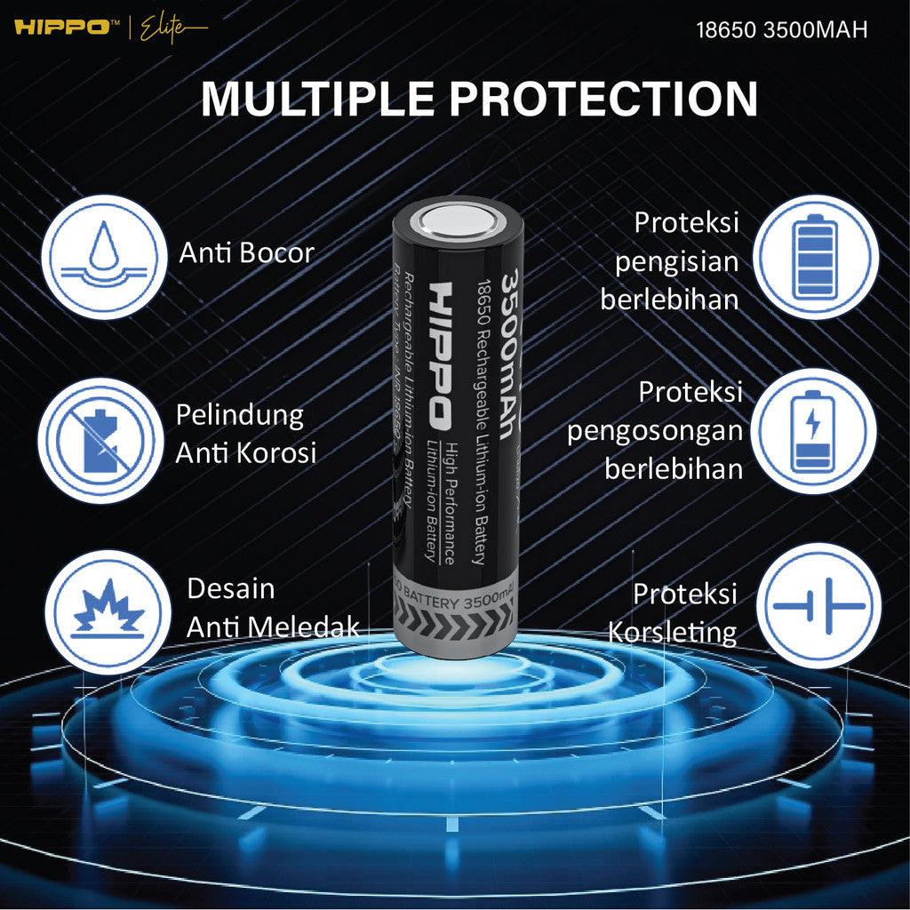 Hippo Baterai Cas 18650 Flat Top  3500 Mah Garansi Resmi Hippo 8