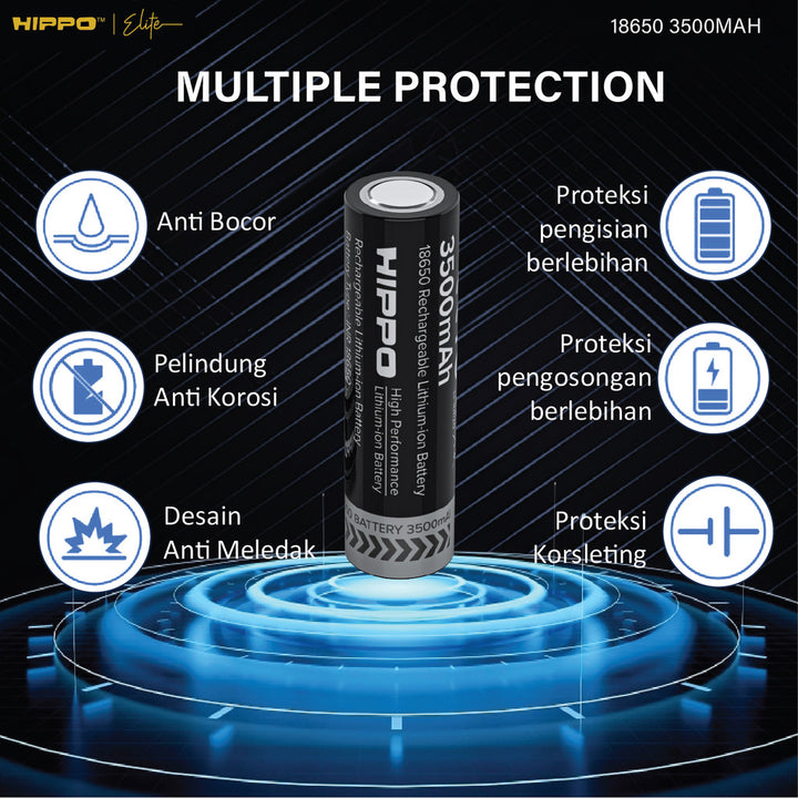 Hippo Baterai Cas 18650 Flat Top  3500 Mah Garansi Resmi Hippo 8