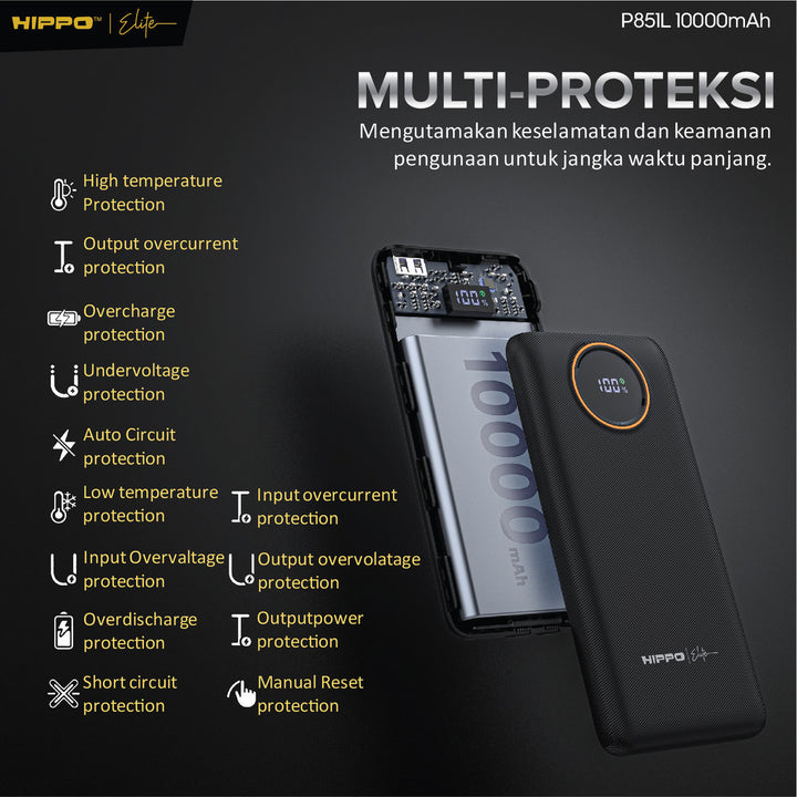 Hippo Elite Sertifikasi CCC P851L PD 22.5W Fast Charging 10.000 Mah 8