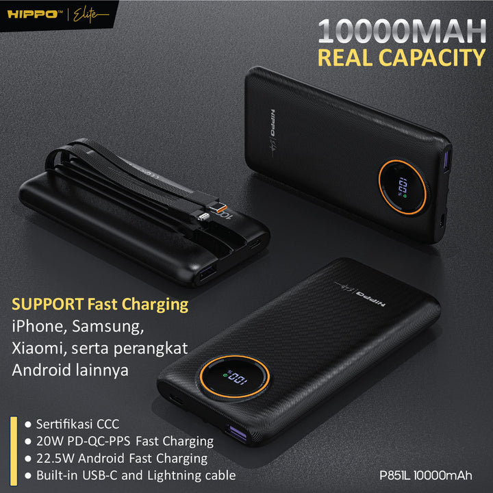 Hippo Elite Sertifikasi CCC P851L PD 22.5W Fast Charging 10.000 Mah 3