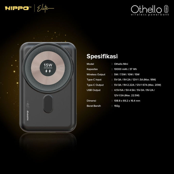 Hippo Elite PowerBank Othello Mini 10000mAh 22.5W Magnetic Mini Wireless Fast Charging Power Bank with Type C 7