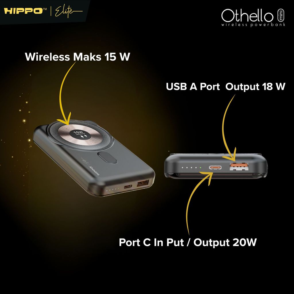 Hippo Elite PowerBank Othello Mini 10000mAh 22.5W Magnetic Mini Wireless Fast Charging Power Bank with Type C 8