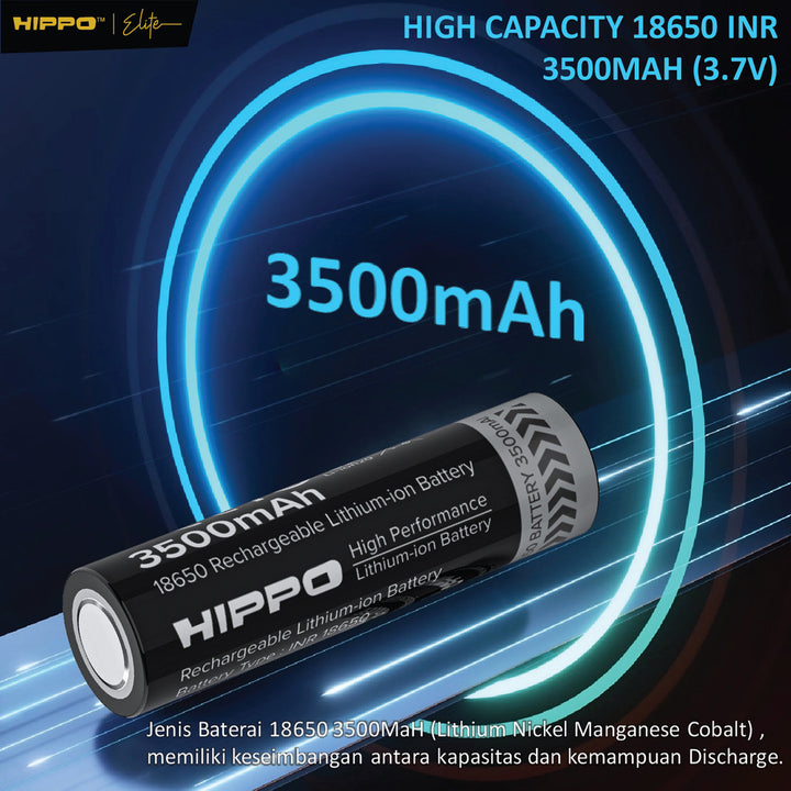 Hippo Baterai Cas 18650 Flat Top  3500 Mah Garansi Resmi Hippo 4